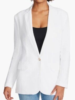 Steve Madden White Linen Blend Blazer Jacket Business Career Office, S
